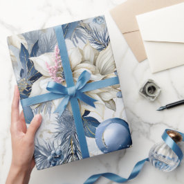 Vackblå jul Baubles Julafton Flowers Presentpapper