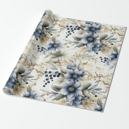 Vackblå jul Baubles Julafton Flowers Presentpapper