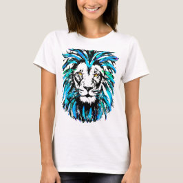 Vackblå Lejon på vit T-Shirt
