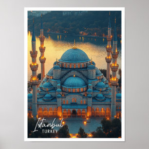 Vackblå moské Istanbul Turkiet Poster