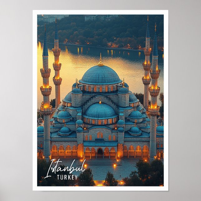 Vackblå moské Istanbul Turkiet Poster (Framsidan)