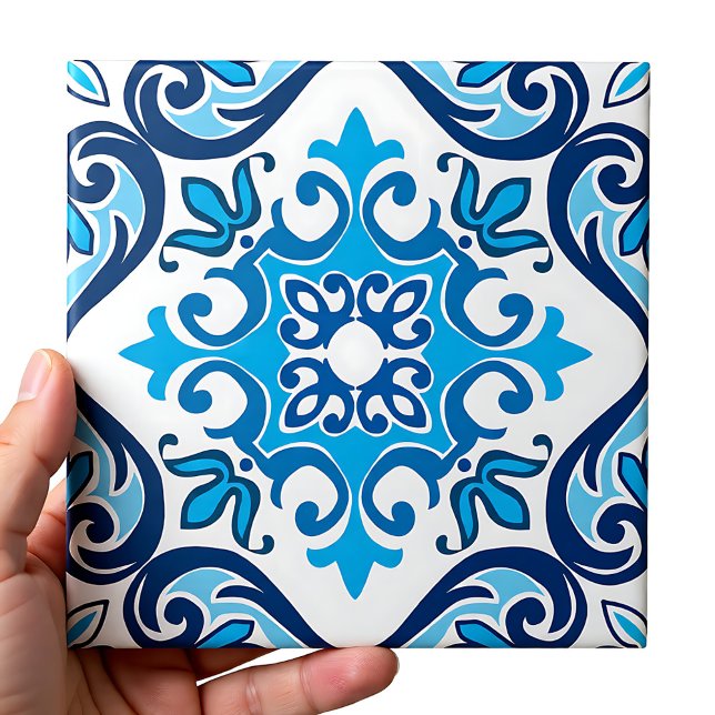 💙 Vackblå - vita Azulejos X, keramiska T Kakelplatta (💙🤍 Beautiful blue - white Azulejos X, Ceramic T Ceramic Tile)