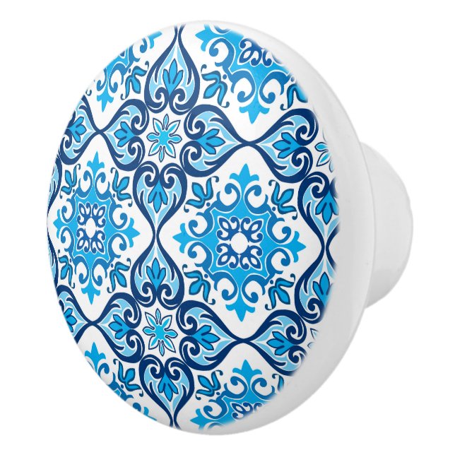 💙 Vackblå - vita Azulejos X. Knopp (Höger)