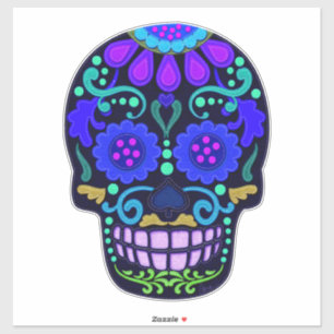 Vackblåsocker Skull Faux Felt look Large Klistermärken