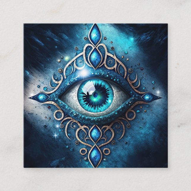 Vackblått alla som ser Öga Illuminati Fyrkantigt Visitkort (Framsida)