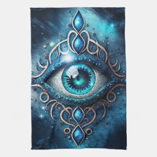 Vackblått alla som ser Öga Illuminati Kökshandduk
