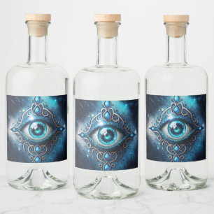 Vackblått alla som ser Öga Illuminati Spritflaskor Etikett