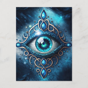 Vackblått alla som ser Öga Illuminati Vykort