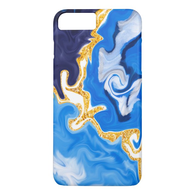 Vackblått, Guld och Vita Swirls som Vatten Case-Mate iPhone Skal (Baksida)