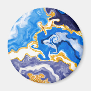 Vackblått, Guld och Vita Swirls som Vatten Magnet