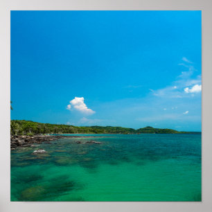 Vackblått hav på ön Koh Kood, Thailand Poster