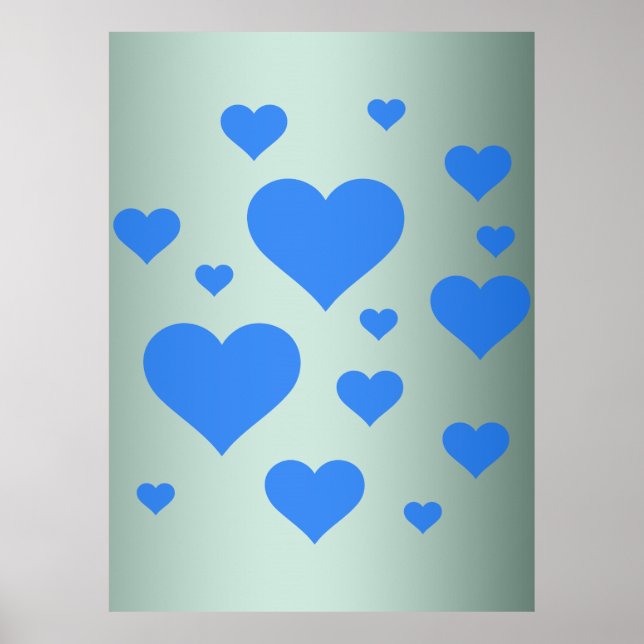 Vackblått hjärta i många poster (Framsidan)