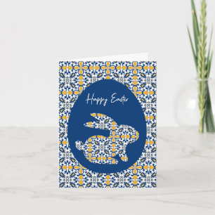 🐇 💛 Vackblått och gult Azulejos Card Kort