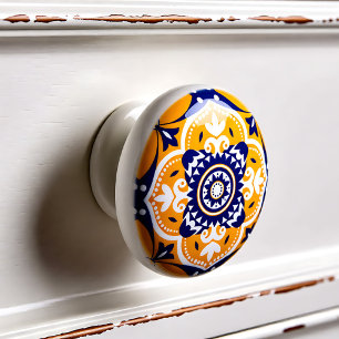 💛 💙 🤍 Vackblått och gult Azulejos Knopp