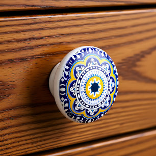 😍 Vackblått och gult Azulejos Knopp