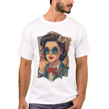 Vacker 19-tals Vintage Stil Mäns retro T-Shirt 