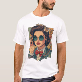 Vacker 19-tals Vintage Stil Mäns retro T-Shirt