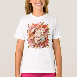 Vacker 3D påskhare i utskuret papper med blomsterk T Shirt