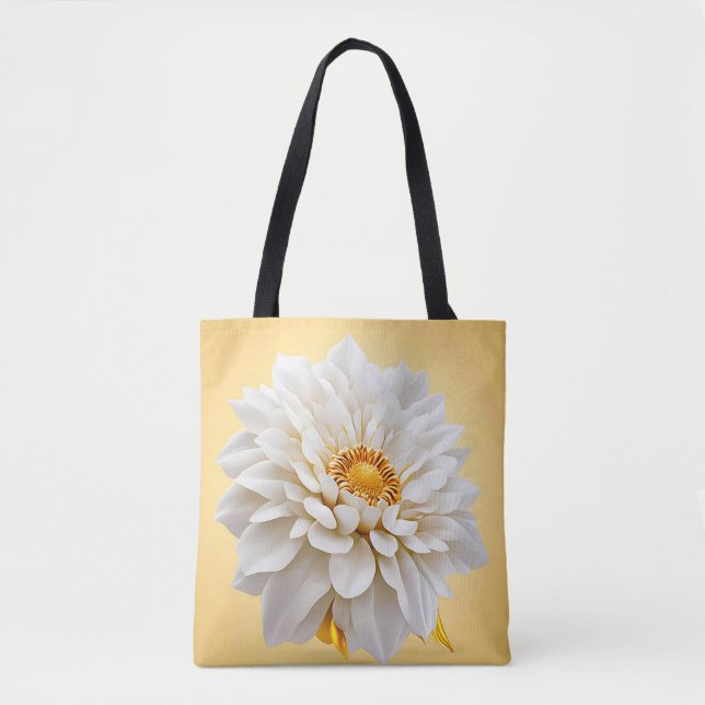 Vacker 3d vit blomma tygkasse (Framsida)