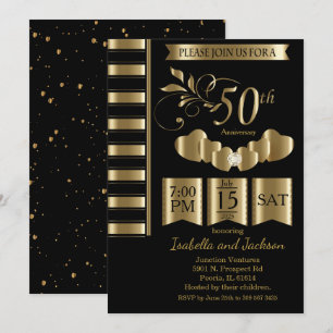 Vacker 50-års jubileumsguld Anniversary Inbjudningar