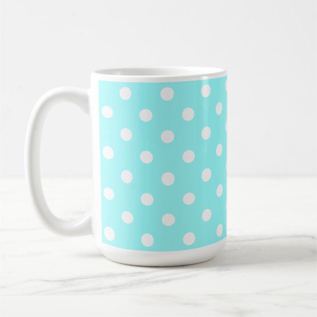 Vacker 50-tals grön med vita prickar kaffemugg (Vänster)
