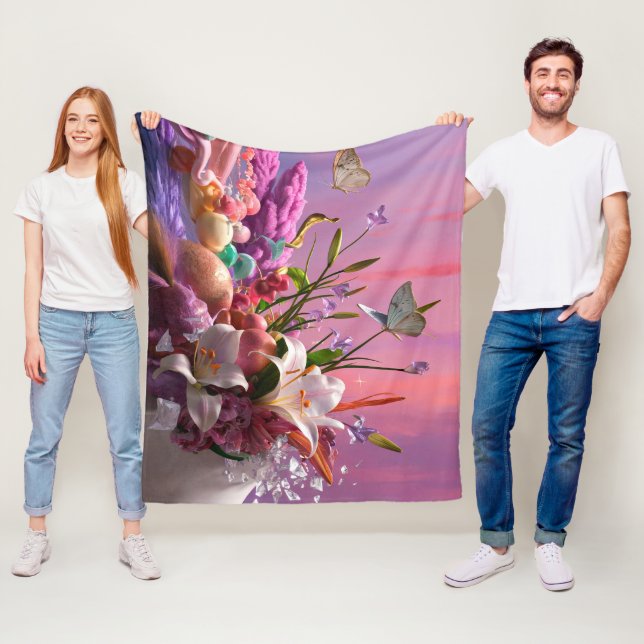 Vacker Abstrakt Blommig Blommor #1 Fleecefilt (På plats)