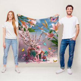 Vacker Abstrakt Blommig Blommor #3 Fleecefilt