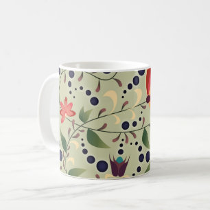 Vacker abstrakt blommönster på salvia grön kaffemugg