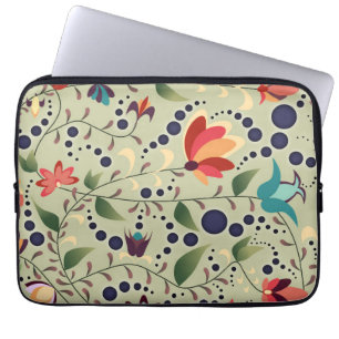Vacker abstrakt blommönster på salvia grön laptop fodral
