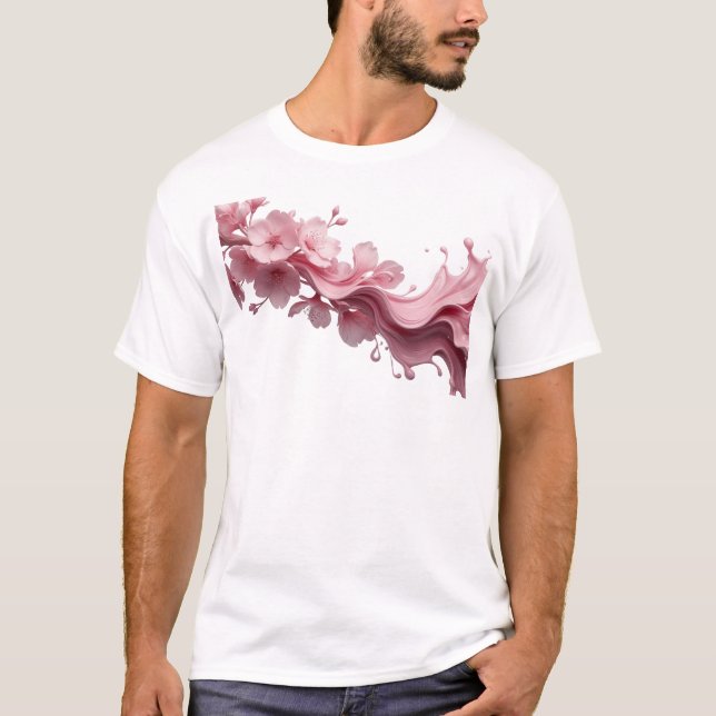 Vacker ABSTRAKT BLOMMOR Stilfull utsaga T Shirt (Framsida)