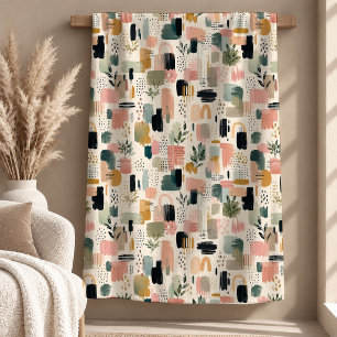 Vacker Abstrakt Boho Regnbåge Blommig Filta Fleecefilt