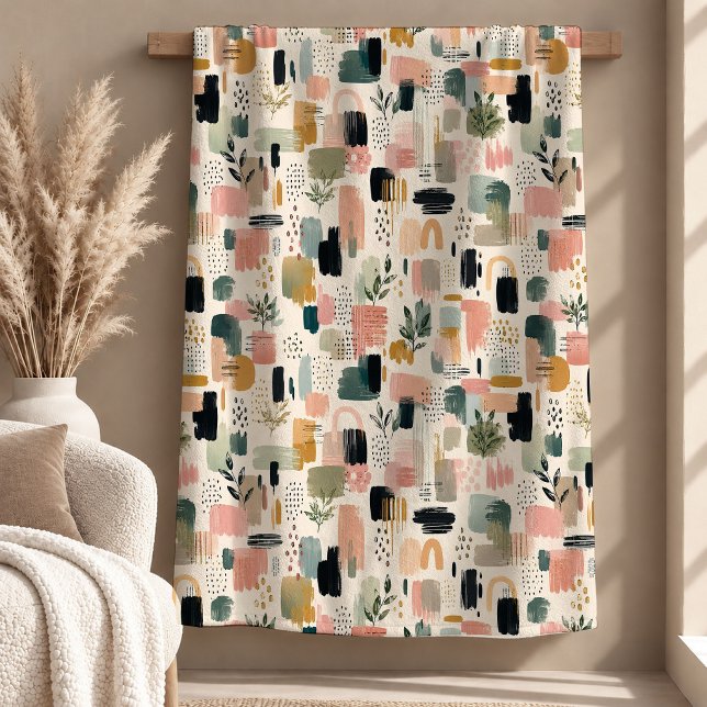 Vacker Abstrakt Boho Regnbåge Blommig Filta Fleecefilt (Beautiful Abstract Boho Rainbow Floral Blanket)