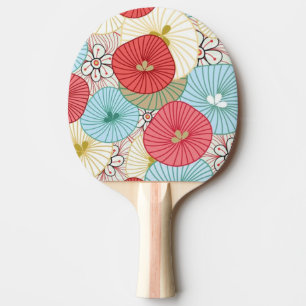 Vacker Abstrakt Färgrik Livlig Blommig Mönster Pingisracket