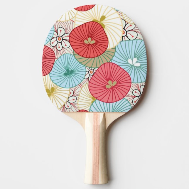 Vacker Abstrakt Färgrik Livlig Blommig Mönster Pingisracket (Framsidan)