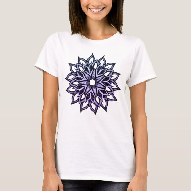 Vacker Abstrakt Flower Violet T Shirt (Framsida)