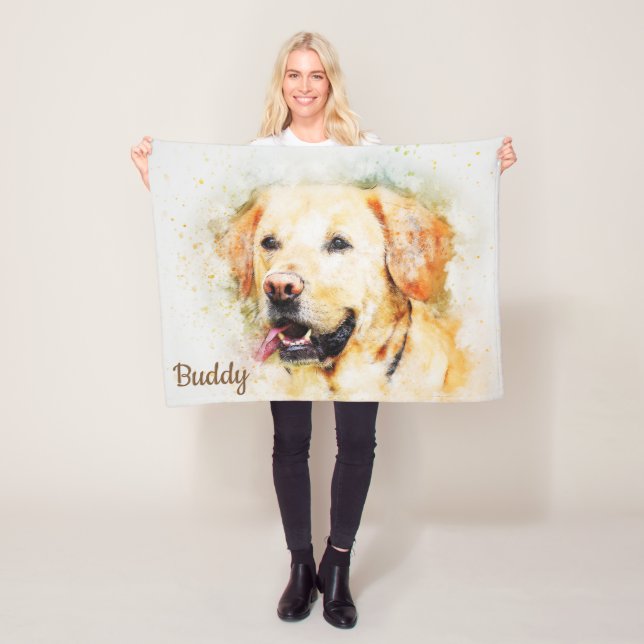Vacker Abstrakt Gul Labradorretriever Fleecefilt (På plats)