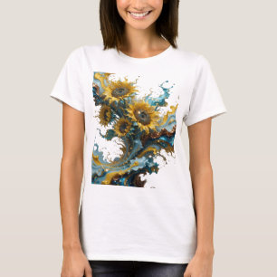VACKER ABSTRAKT KONST MED EN BUKETT AV LIVFULLA GU T SHIRT