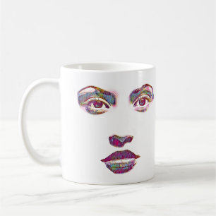 vacker abstrakt kvinnor ansikte makeup skönhetskon kaffemugg