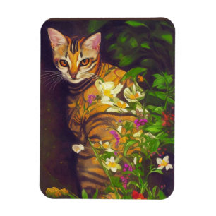 Vacker Abyssinian Cat i Midnight Garden Magnet