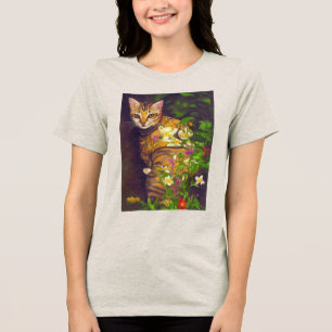 Vacker Abyssinian Cat i Midnight Garden T Shirt