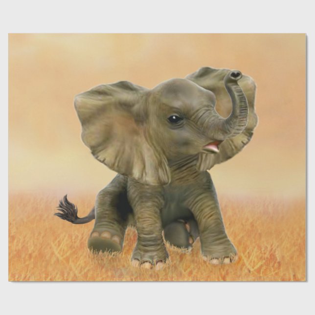Vacker afrikansk babyelefant presentpapper (Platt)