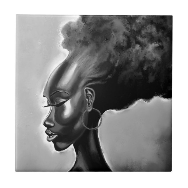 Vacker afrikansk dam keramisk kakel (Framsidan)