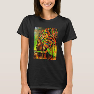 Vacker afrikansk kvinna Kente-mönster Afrikansk T Shirt