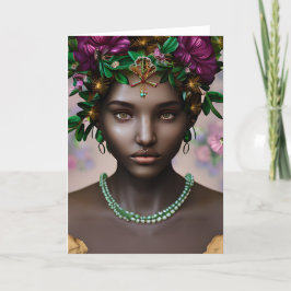 Vacker afrikansk kvinna med blommor kort