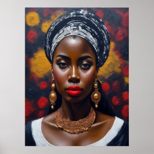 Vacker afrikansk svart kvinna målning poster
