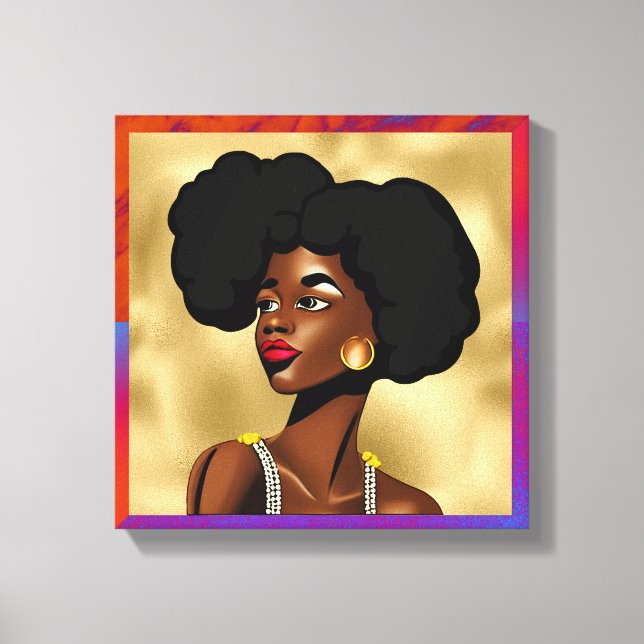 Vacker Afrocentric Stil Woman Canvastryck (Framsida)