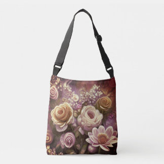 Vacker akrylblomma Mönster Crossbody Bag Axelväska