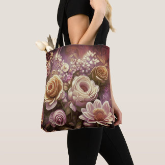 Vacker akrylisk blomma Mönster Tote Bag Tygkasse