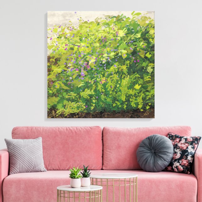 Vacker akvarell blomsterbuske grafisk konst målnin canvastryck (Insitu (Vardagsrum))