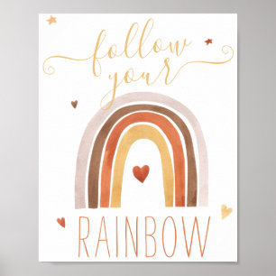 Vacker akvarell Följ din regnbåge Poster
